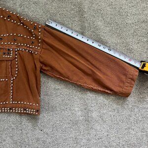 Brown Studded Cropped Jacket